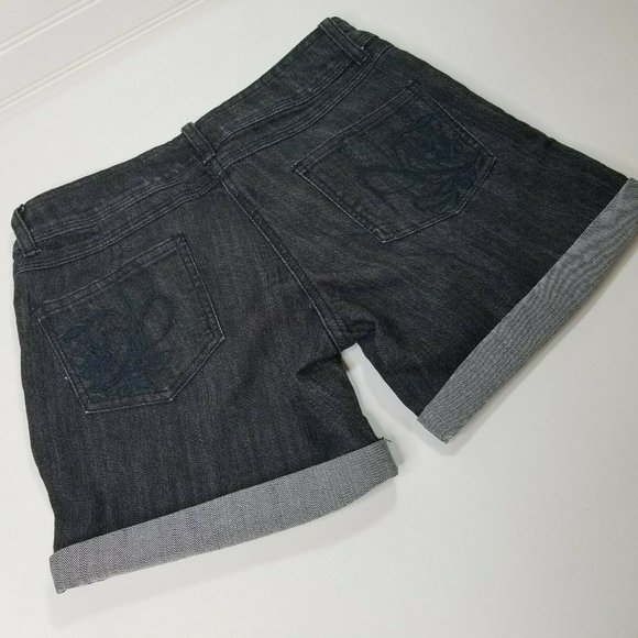 Black Denim Jean Shorts Rolled Cuff N27-0523PM - Picture 3 of 6